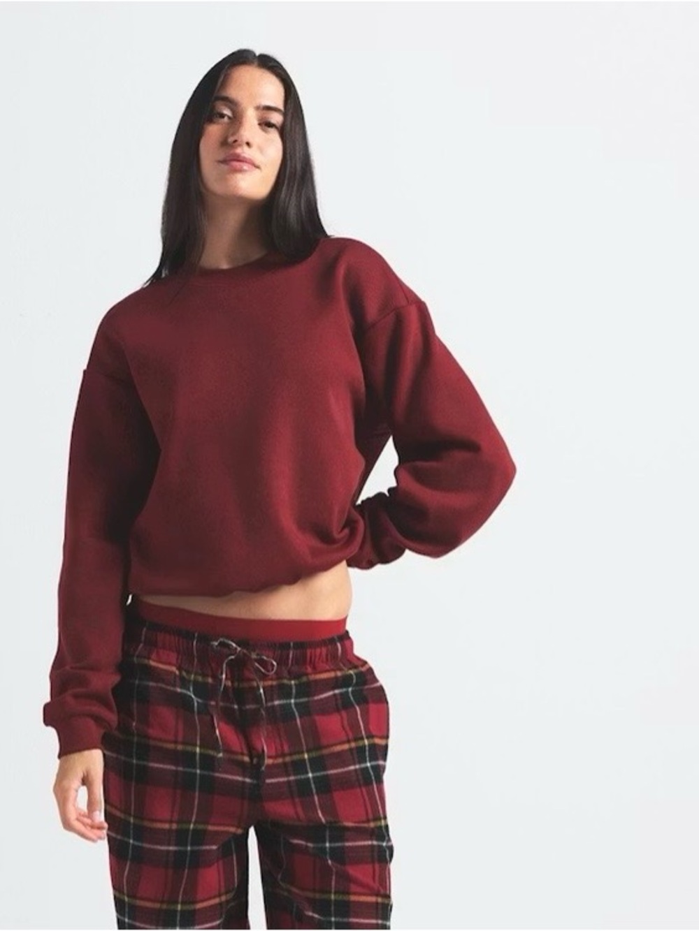 SKIMS Merlot Cotton Fleece Classic Crew Sweatshirt